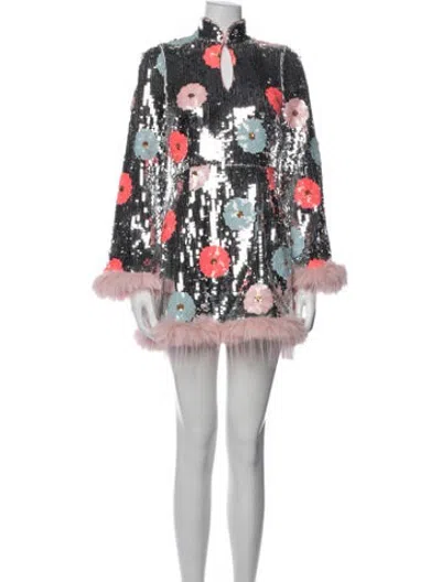 Pre-owned Celia B Floral Print Mini Dress In Multicolor