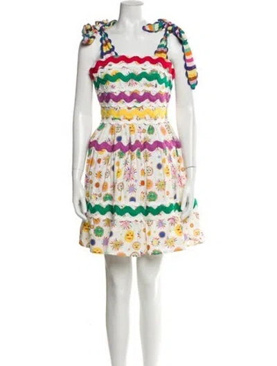 Pre-owned Celia B Floral Print Mini Dress In Neutral