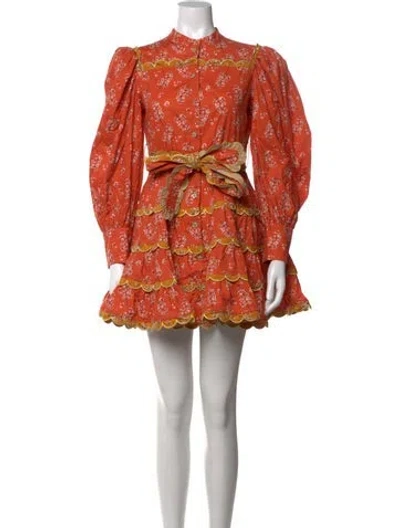 Pre-owned Celia B Floral Print Mini Dress In Orange