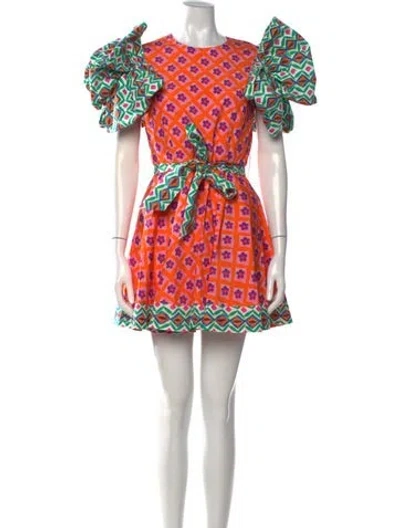 Pre-owned Celia B Floral Print Mini Dress In Orange