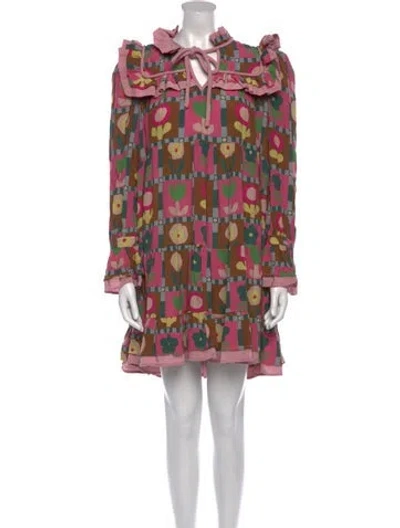 Pre-owned Celia B Floral Print Mini Dress In Pink