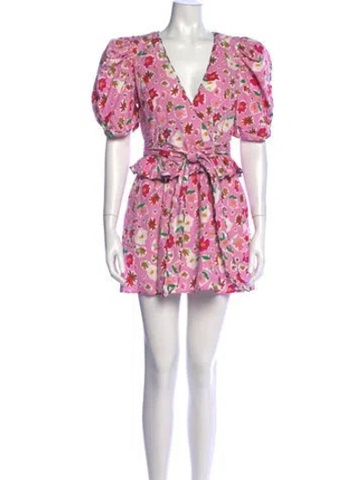 Pre-owned Celia B Floral Print Mini Dress In Pink