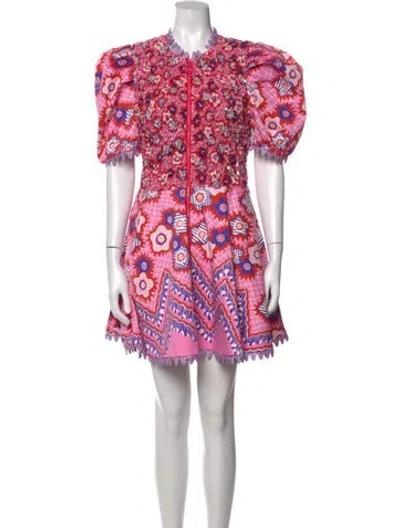 Pre-owned Celia B Floral Print Mini Dress In Pink