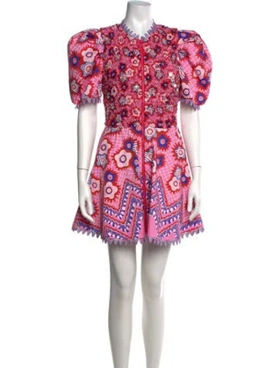 Pre-owned Celia B Floral Print Mini Dress In Pink