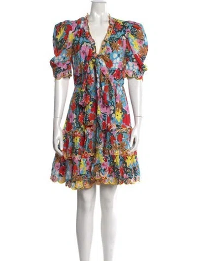 Pre-owned Celia B Floral Print Mini Dress In Red