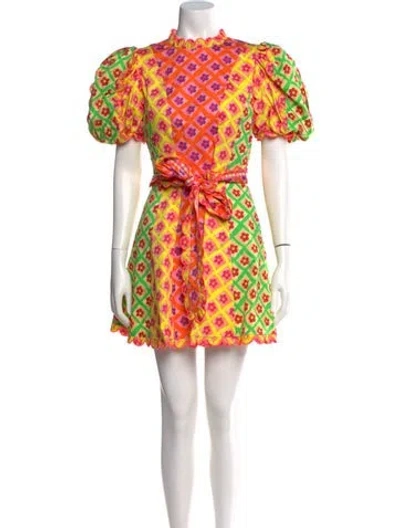 Pre-owned Celia B Floral Print Mini Dress W/ Tags In Orange