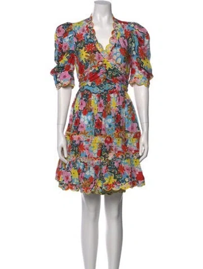 Pre-owned Celia B Floral Print Mini Dress W/ Tags In Red