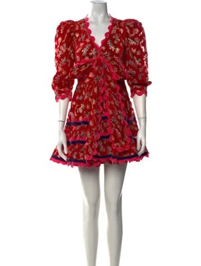 Pre-owned Celia B Floral Print Mini Dress W/ Tags In Red