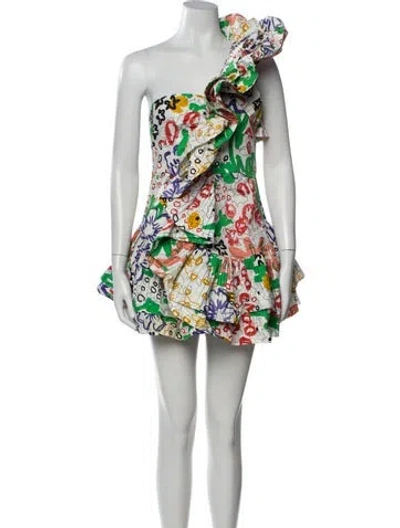 Pre-owned Celia B Floral Print Mini Dress W/ Tags In White