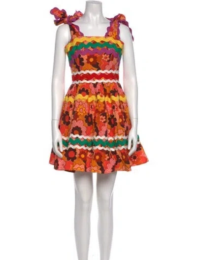 Pre-owned Celia B Floral Print Mini Dress In White