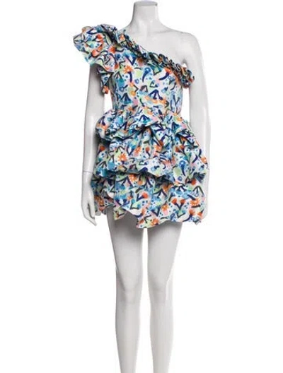 Pre-owned Celia B Floral Print Mini Dress In White
