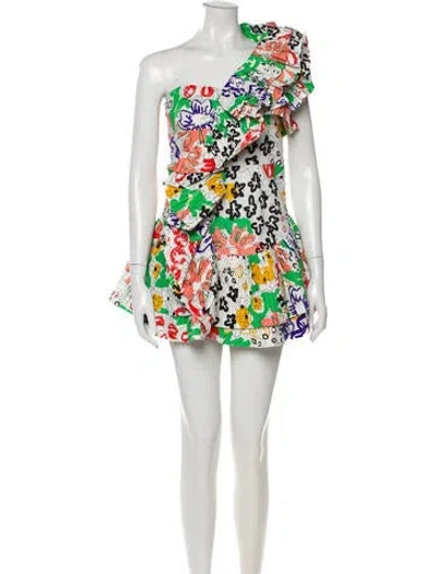 Pre-owned Celia B Floral Print Mini Dress In White
