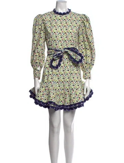 Pre-owned Celia B Floral Print Mini Dress In White