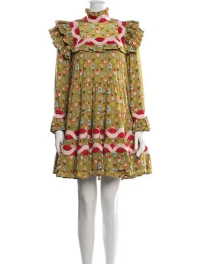 Pre-owned Celia B Floral Print Mini Dress In Yellow