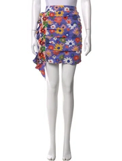 Pre-owned Celia B Floral Print Mini Skirt In White