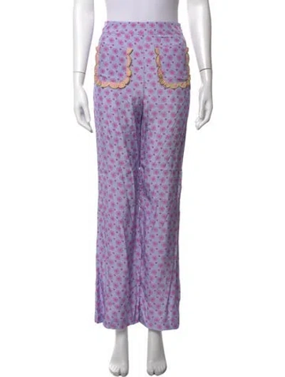 Pre-owned Celia B Floral Print Wide Leg Pants