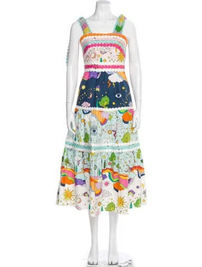Pre-owned Celia B Graphic Print Long Dress In Multi