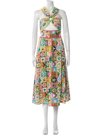 Pre-owned Celia B Graphic Print Long Dress In Pink