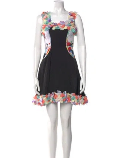 Pre-owned Celia B Graphic Print Mini Dress In Black