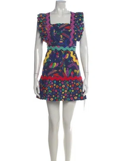 Pre-owned Celia B Graphic Print Mini Dress In Blue