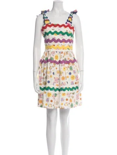 Pre-owned Celia B Graphic Print Mini Dress In Neutrals