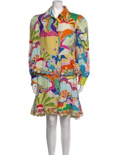 Pre-owned Celia B Graphic Print Mini Dress W/ Tags In Yellow