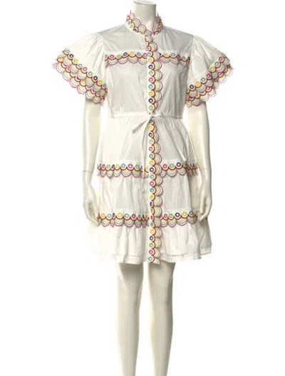 Pre-owned Celia B Graphic Print Mini Dress In White