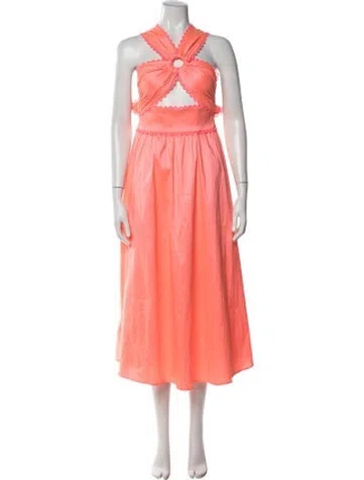 Pre-owned Celia B Halterneck Midi Length Dress In Orange