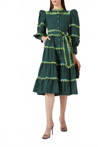 Celia B Hasu Tiered Midi Dress In Green