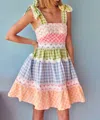 Celia B Jade Short Vichy Dress In Multi In Multi