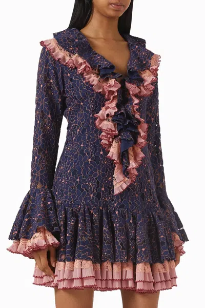 Celia B Joie Ruffle Dress In Purple In Multi