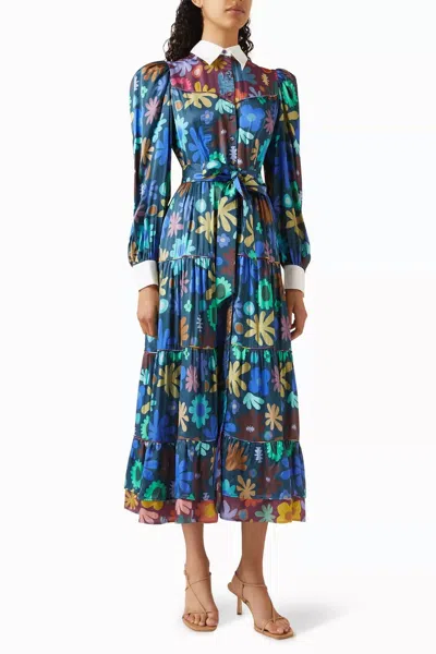 Celia B Jubilo Midi Dress In Blue Multi
