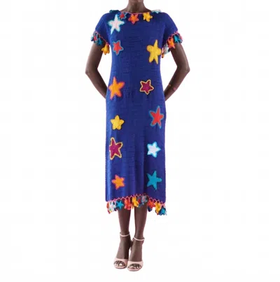 Celia B Kairo Openwork Crochet Dress In Blue