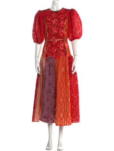 Pre-owned Celia B Lace Pattern Midi Length Dress W/ Tags In Red