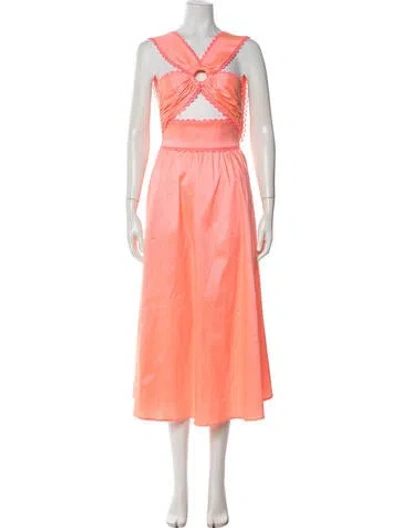 Pre-owned Celia B Linen Midi Length Dress In Multi