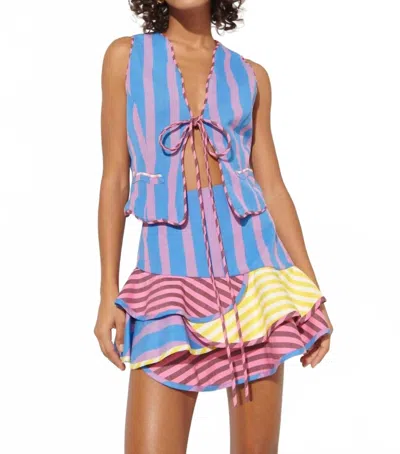 Celia B Lotta Stripe Vest In Multi In Blue