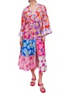 Celia B Maryann V-neck Mixed Print Midi Dress In Multi