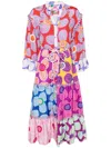 Celia B Maryann V-neck Mixed Print Midi Dress In Red