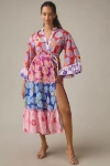 Celia B Maryann V-neck Mixed Print Midi Dress In Pink