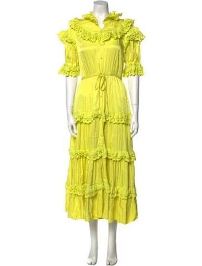 Pre-owned Celia B Mock Neck Long Dress In Green