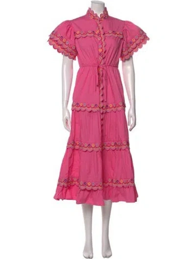 Pre-owned Celia B Mock Neck Long Dress In Pink