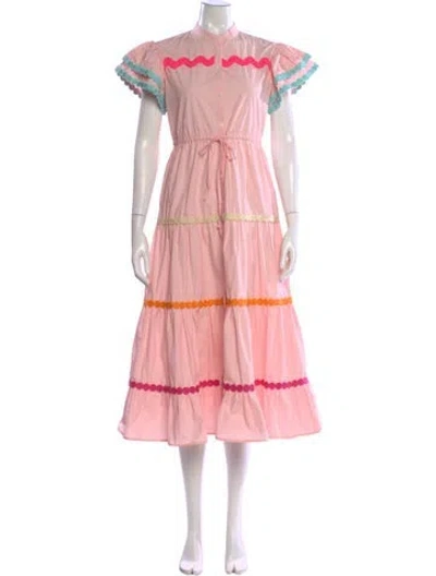 Pre-owned Celia B Mock Neck Long Dress In Pink