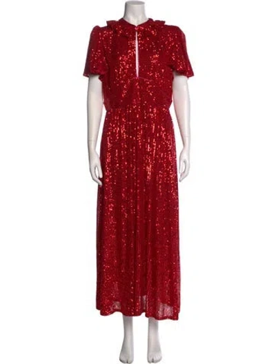 Pre-owned Celia B Mock Neck Long Dress In Red