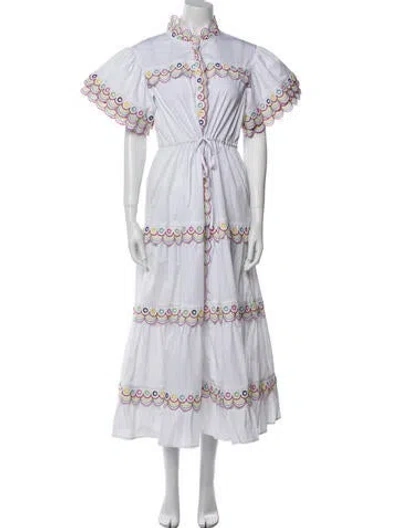 Pre-owned Celia B Mock Neck Long Dress In White