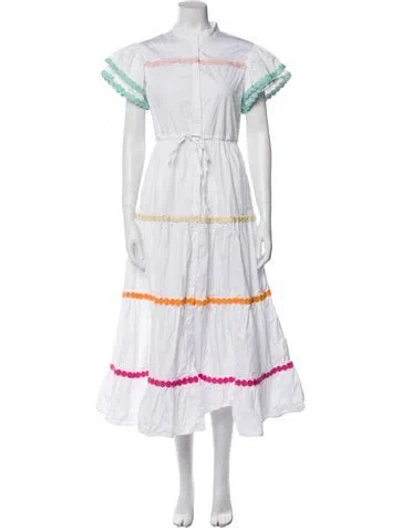 Pre-owned Celia B Mock Neck Long Dress In White