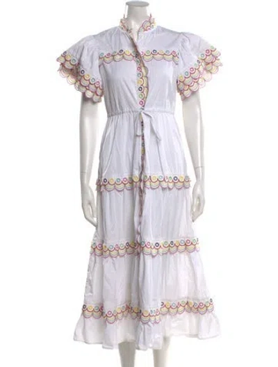 Pre-owned Celia B Mock Neck Long Dress In White