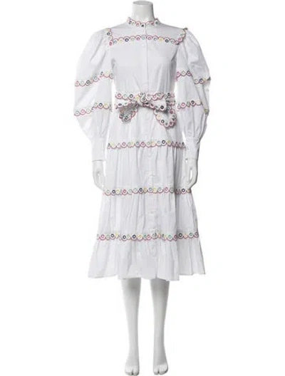 Pre-owned Celia B Mock Neck Midi Length Dress W/ Tags In White