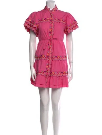 Pre-owned Celia B Mock Neck Mini Dress In Pink