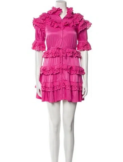 Pre-owned Celia B Mock Neck Mini Dress In Pink