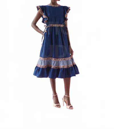 Celia B Nael Midi Dress In Navy In Blue